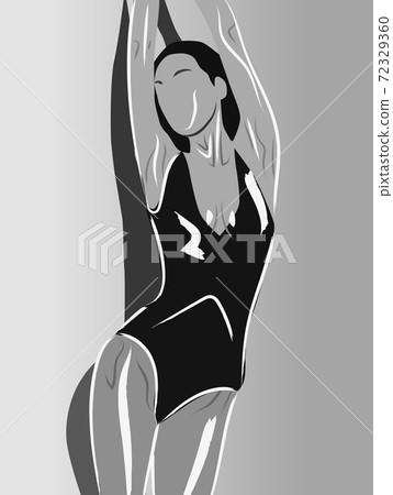 Monochrome colored image of a woman dressed in leotard Monochrome colored image of a woman dressed in leotard 72329360