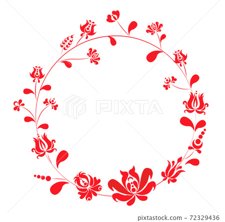 Abstract circle of flowers and leaves drawn in maghiar style Abstract circle of flowers and leaves drawn in maghiar style 72329436