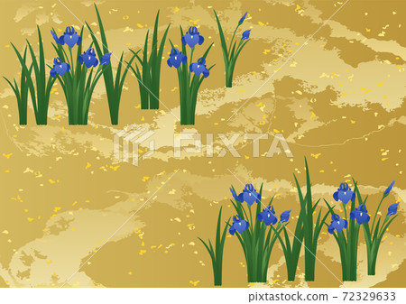 Decorative background-iris and gold leaf 72329633