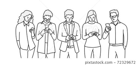 Group of people using smartphone. - Stock Illustration [72329672] - PIXTA