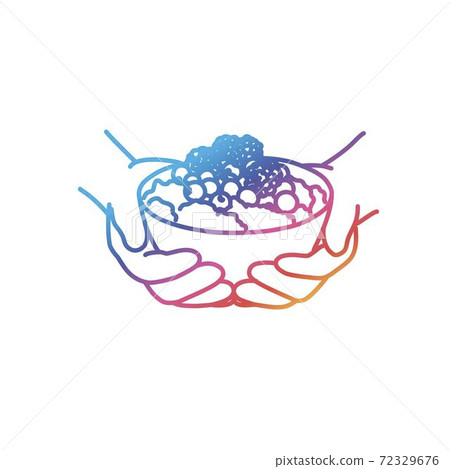 Human hands show porridge with fruit in a bowl. Human hands show porridge with fruit in a bowl. 72329676