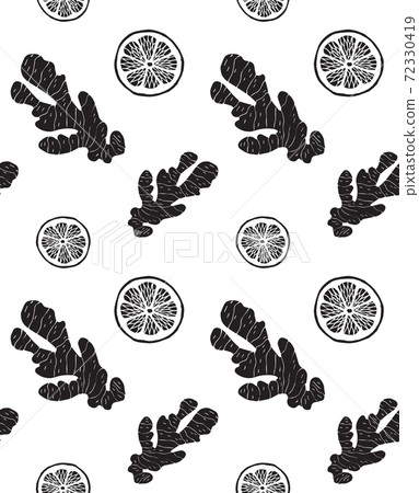 Vector seamless pattern of black ginger and lemon Vector seamless pattern of black ginger and lemon 72330419