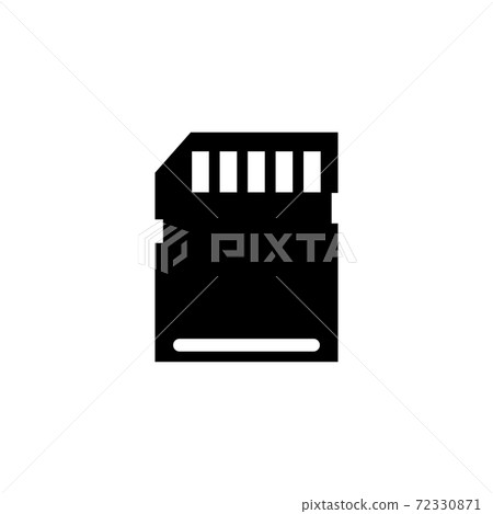 Flash Memory Card, Micro SD Storage. Flat Vector Icon illustration. Simple black symbol on white background. Flash Memory Card, Micro SD Storage sign design template for web and mobile UI element. 72330871