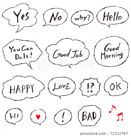 Speech balloon with hand-painted greetings 72332767