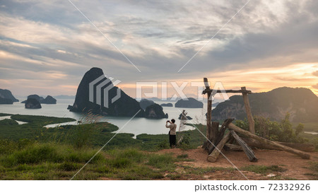 Man photo view from Samed Nang chee at sunrise Man photo view from Samed Nang chee at sunrise 72332926