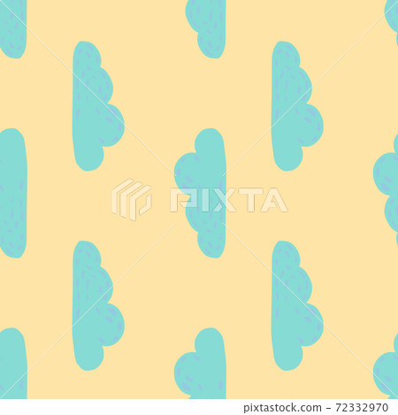 Pastel minimalistic seamless pattern with blue cartoon clouds. Orange light background. 72332970