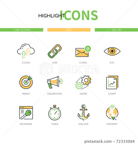 SEO - modern line design style icons set - Stock Illustration [72333084 ...