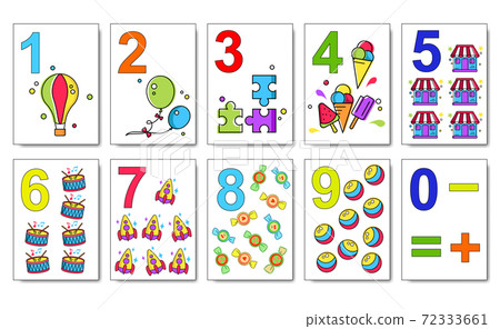 Mathematics cards for children play. Kids play cards 72333661