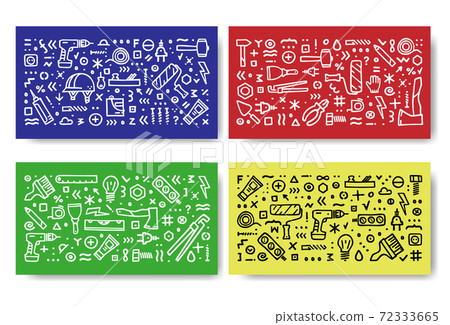 Construction icons vector banner. Building doodle icons 72333665