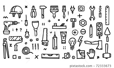 Construction icons vector collection, Building doodle icons 72333673