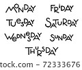 Days of week list isolated on white. Hand drawn modern lettering 72333676