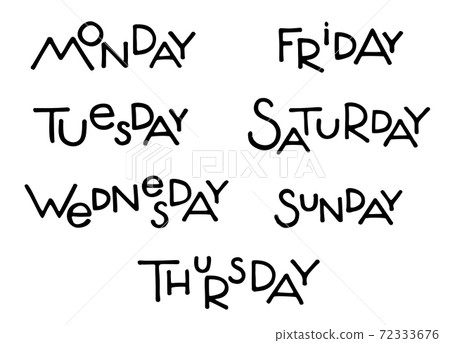 Days of week list isolated on white. Hand drawn modern lettering 72333676