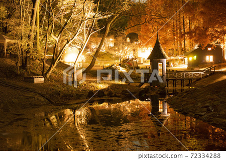 Illuminated autumn leaves in the Moomin valley 72334288