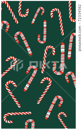 Christmas themed pattern of candy various candy canes 72334562