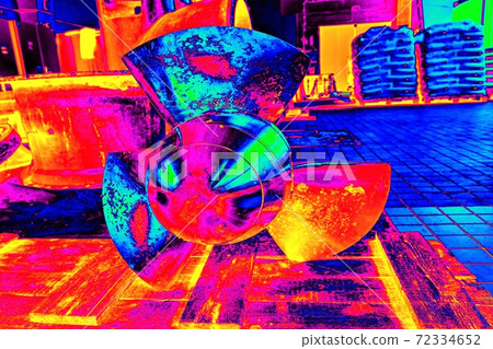 Axial flow pump. Blades detail. Main axial pump propeller. 72334652