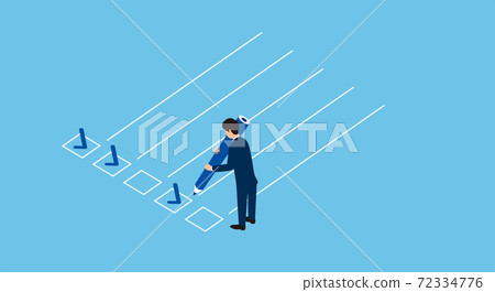 Businessmen who hold a pencil and check it, 3D illustrations, vector illustrations Businessmen who hold a pencil and check it, 3D illustrations, vector illustrations 72334776