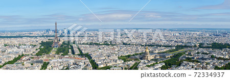 Paris aerial high resolution cityscape from Eiffel Tower to Gran 72334937