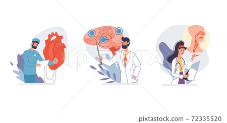 Flat cartoon character doctors set vector illustration concept Flat cartoon character doctors set vector illustration concept 72335520