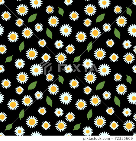 Chamomile flowers with leaf seamless pattern on... - Stock Illustration ...