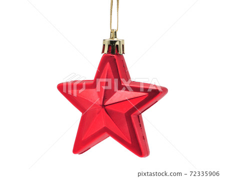 Christmas and New Year`s ball of five-pointed red star on a white background Christmas and New Year`s ball of five-pointed red star on a white background 72335906