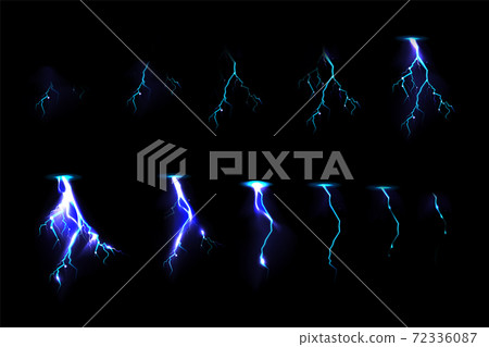 Sprite sheet with lightnings for game animation 72336087