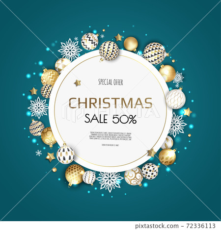 Christmas Wreath With Balls and snowflakes.... - Stock Illustration ...