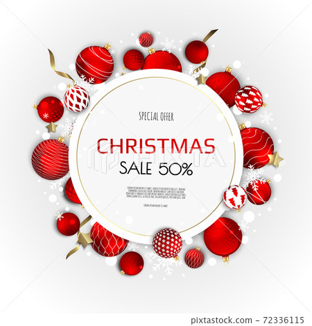 Christmas Wreath With Balls and snowflakes.... - Stock Illustration ...