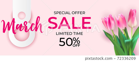 8 March sale banner Background Design. Template for advertising, web, social media and fashion ads. Horizontal poster, flyer, greeting card, header for website Vector Illustration. EPS10 8 March sale banner Background Design. Template for advertising, web, social media and fashion ads. Horizontal poster, flyer, greeting card, header for website Vector Illustration. EPS10 72336209