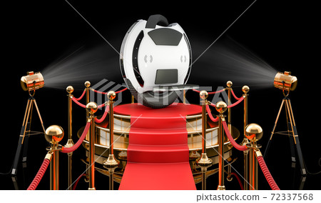 Podium with electric unicycle, 3D rendering 72337568