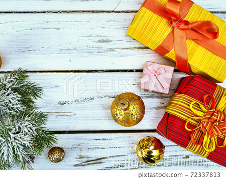 Christmas food background with holly wreaths on copy space 72337813