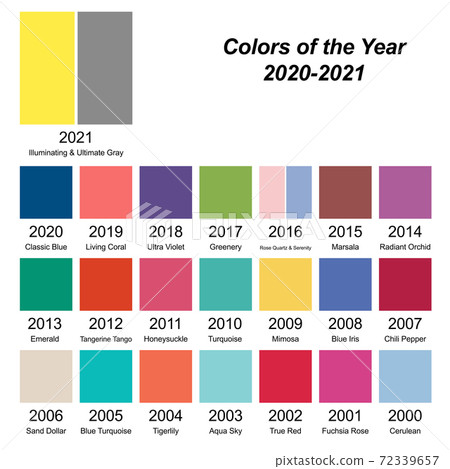 Illuminating and ultimate gray colors pantone. Illustration the Main color trends of years 72339657
