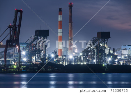 [Keiyo Industrial Zone, Nippon Steel & Sumitomo Metal Kimitsu Works Factory Night View] 72339735