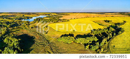 Aerial landscape of Russian Chernozemye. Nikolayevka village, Kursk region Aerial landscape of Russian Chernozemye. Nikolayevka village, Kursk region 72339951