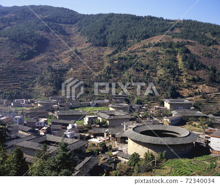 Chuxi Tulou Cluster and Hakka Tulou Cluster in Hukeng, Fujian Town, Fujian Province, China Chuxi Tulou Cluster and Hakka Tulou Cluster in Hukeng, Fujian Town, Fujian Province, China 72340034