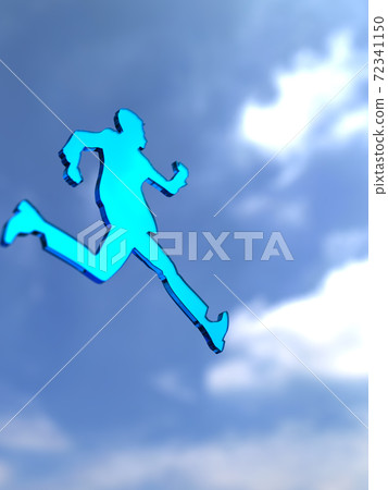 Male and female silhouettes in suits running toward the future 3DCG illustration Male and female silhouettes in suits running toward the future 3DCG illustration 72341150