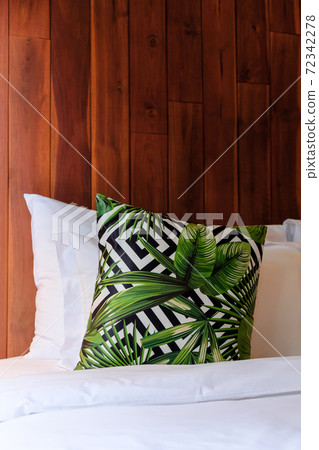 Modern white bed and pillow in the morning mood 72342278