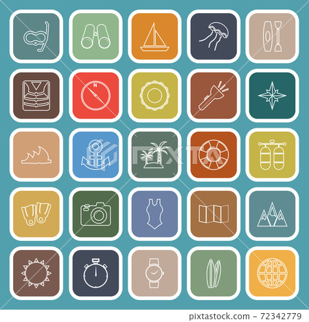 Diving line flat icons on green background 72342779