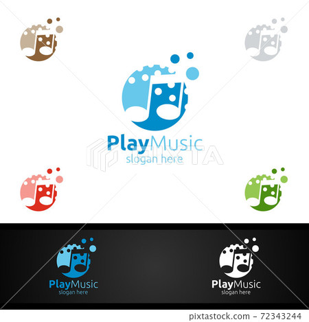 Music Logo with Note and Play Concept 72343244
