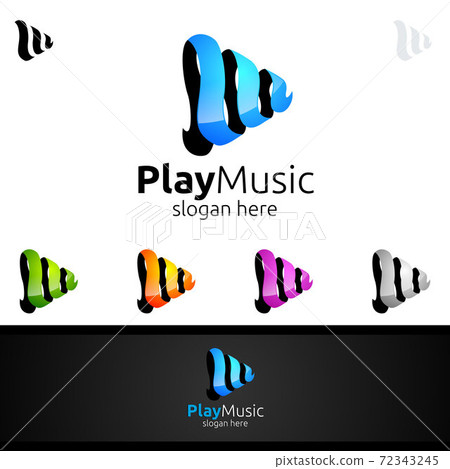 Music Logo with Note and Play Concept Music Logo with Note and Play Concept 72343245