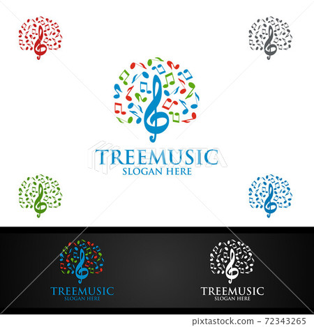 Tree Music Logo with Note and Tree Concept Tree Music Logo with Note and Tree Concept 72343265