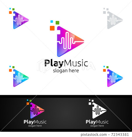 Abstract Music Logo with Note and Play Concept Abstract Music Logo with Note and Play Concept 72343381
