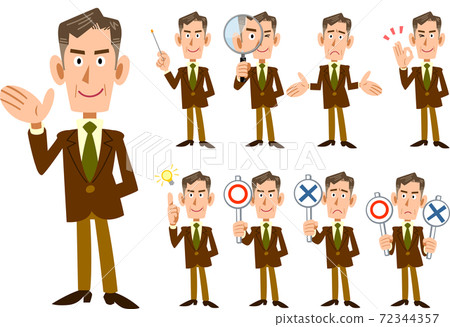 Nine-year businessman 9 kinds of gestures and facial expressions Nine-year businessman 9 kinds of gestures and facial expressions 72344357