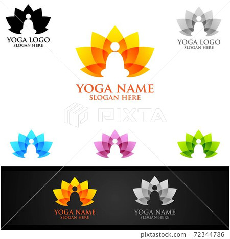 Yoga and Lotus flower logo with Health Spa Concept and Human silhouette Yoga and Lotus flower logo with Health Spa Concept and Human silhouette 72344786
