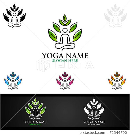Yoga and Lotus flower logo with Health Spa Concept and Human silhouette Yoga and Lotus flower logo with Health Spa Concept and Human silhouette 72344790
