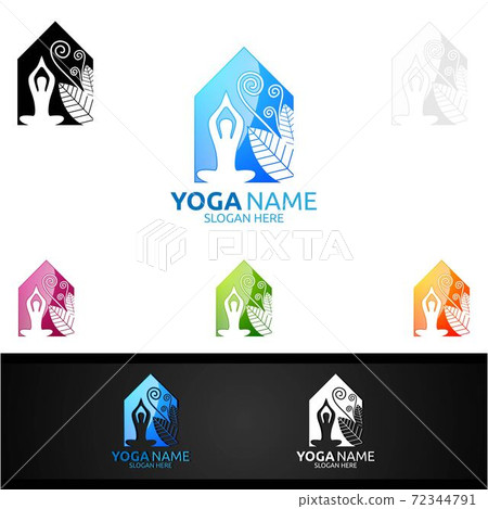 Yoga and Lotus flower logo with Health Spa Concept and Human silhouette Yoga and Lotus flower logo with Health Spa Concept and Human silhouette 72344791