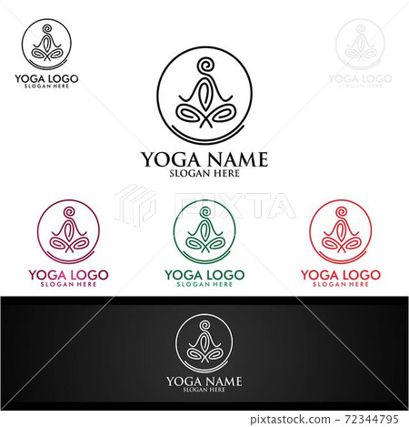 Yoga and Lotus flower logo with Health Spa Concept and Human silhouette 72344795