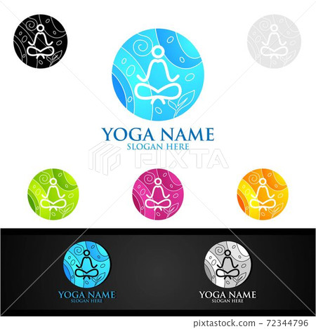 Yoga and Lotus flower logo with Health Spa Concept and Human silhouette Yoga and Lotus flower logo with Health Spa Concept and Human silhouette 72344796