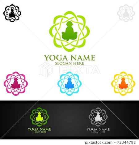 Yoga and Lotus flower logo with Health Spa Concept and Human silhouette Yoga and Lotus flower logo with Health Spa Concept and Human silhouette 72344798