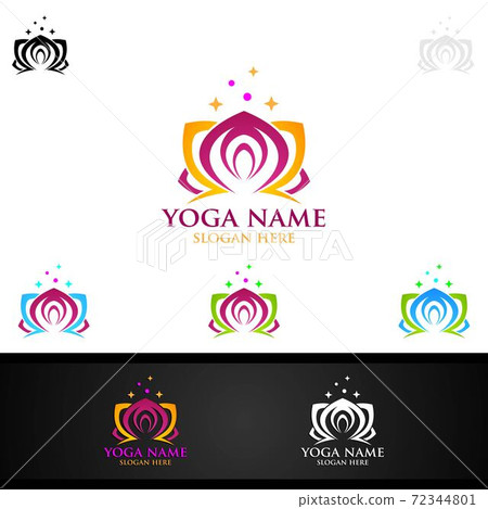 Yoga and Lotus flower logo with Health Spa Concept and Human silhouette Yoga and Lotus flower logo with Health Spa Concept and Human silhouette 72344801