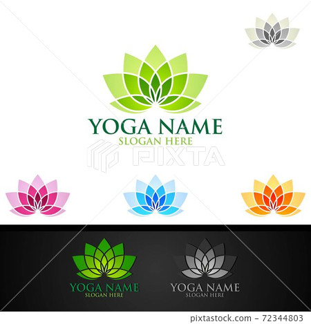 Yoga and Lotus flower logo with Health Spa Concept and Human silhouette Yoga and Lotus flower logo with Health Spa Concept and Human silhouette 72344803